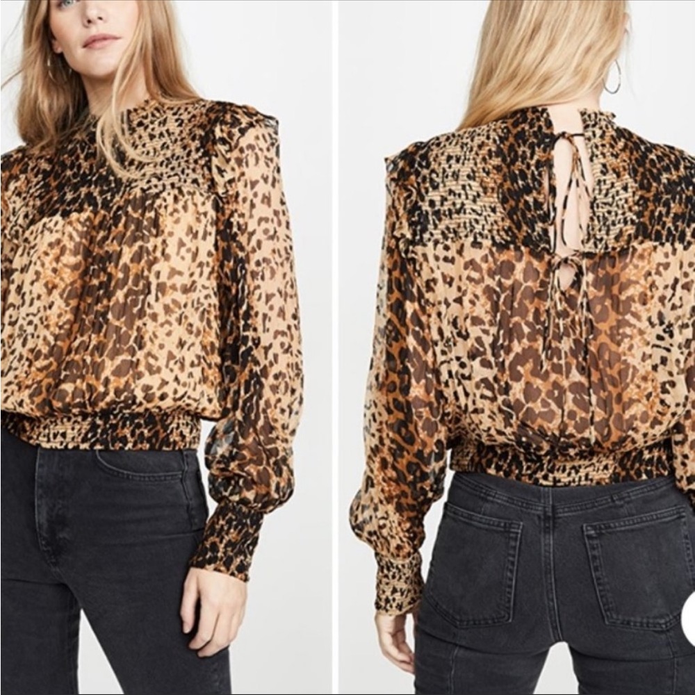 Free People Roma Printed Leopard Top- XSmall